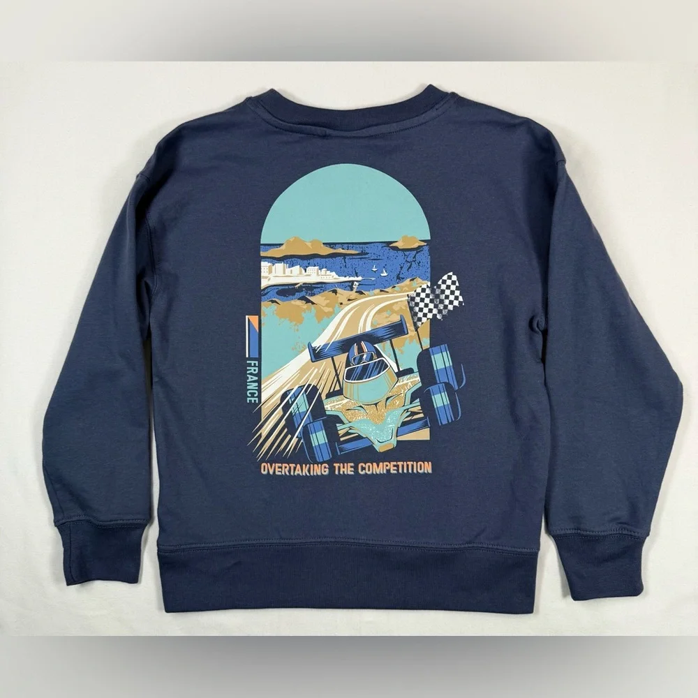 NWT TOMMY BAHAMA Boys Sweatshirt France Racing Graphic Size S 5/6 Preppy NEW‎
